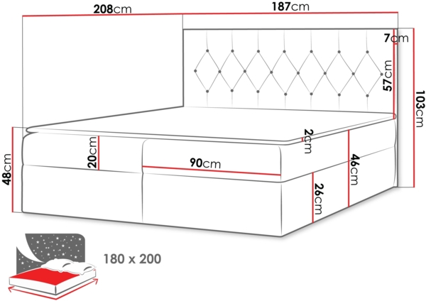 Boxspringbett Simori, Blau, 180x200 cm Bild 4