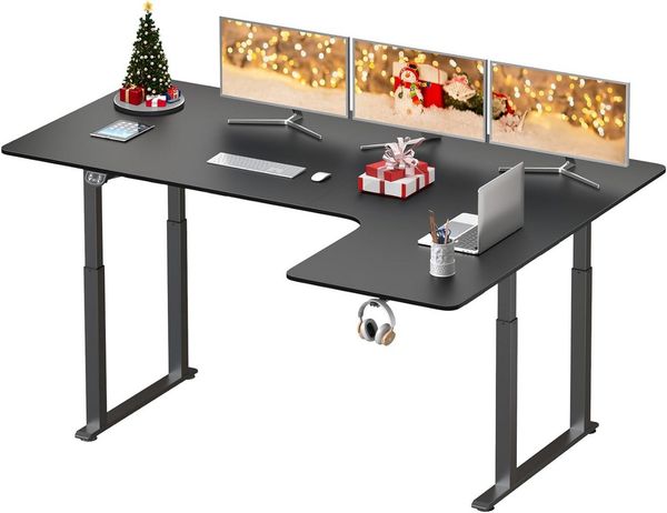 Dripex Eckschreibtisch Elektrisch Höhenverstellbar 180x110 L-form Schreibtisch Standing Desk