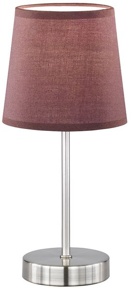 2er Set Tischleuchte nickel matt, Textil braun, H 32 cm