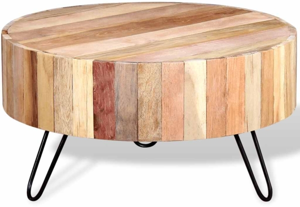 Couchtisch, Massiv Altholz natur, 38 x Ø 70 cm