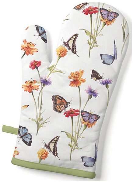 Ambiente® Topfhandschuhe Butterfly garden, (1-tlg, 1-teilig), Ofenhandschuh wattiert Größe: ca. 18x30 cm