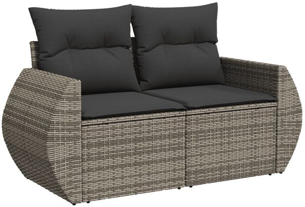 vidaXL 11-tlg. Garten-Sofagarnitur mit Kissen Grau Poly Rattan 3268780 Bild 5