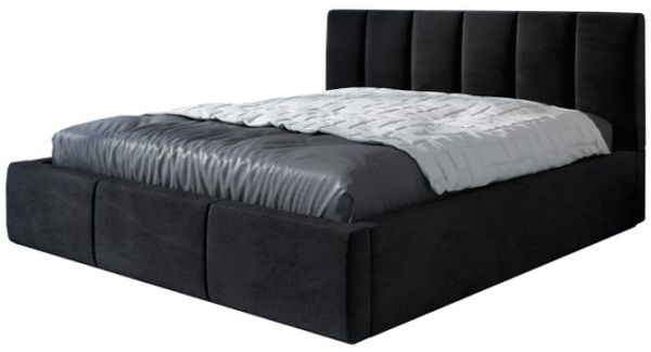 Polsterbett LISI 120x200 mit Matratze, Bettkasten und Lattenrost. Farbe: Schwarz 20