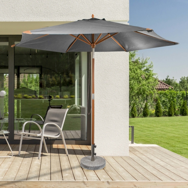 HI 62416 Sonnenschirm Landhausschirm grau 300cm Holzgestell Bild 2