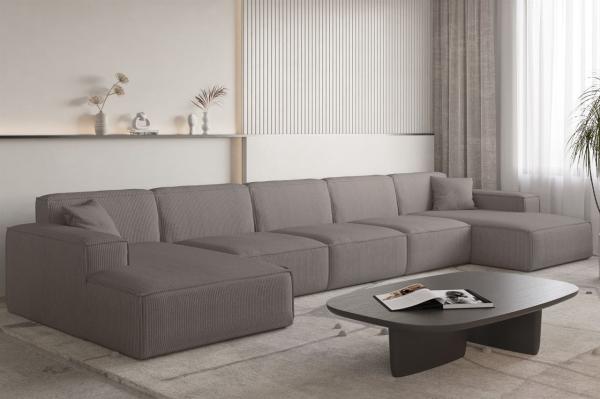 Wohnlandschaft Sofa U-Form CELES PREMIUM XL in Stoff Scala Taupe