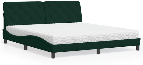vidaXL Bett mit Matratze Dunkelgrün 180x200 cm Samt 3208673