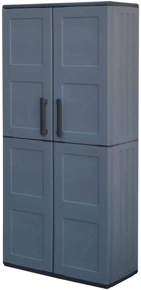 Dmora Akina-Außengarderobe, Balkonmöbel, Mehrzweckgarderobe mit Regalen, 100 % Made in Italy, 68 x 37 x 163 cm, Grau und Schwarz, kariertes Finish