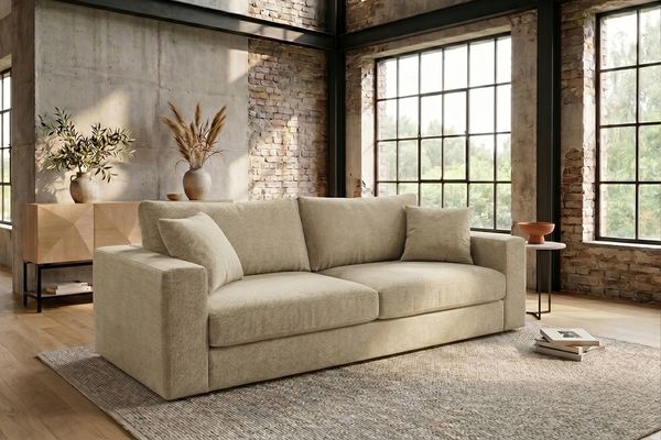 KAWOLA Sofa AMINA 3-Sitzer Stoff cremeweiß 82 x 101 x 228 cm