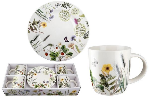 GILDE Kaffeeservice Kaffeeservice, Wild Flowers, 8-tlg, mehrfarbig