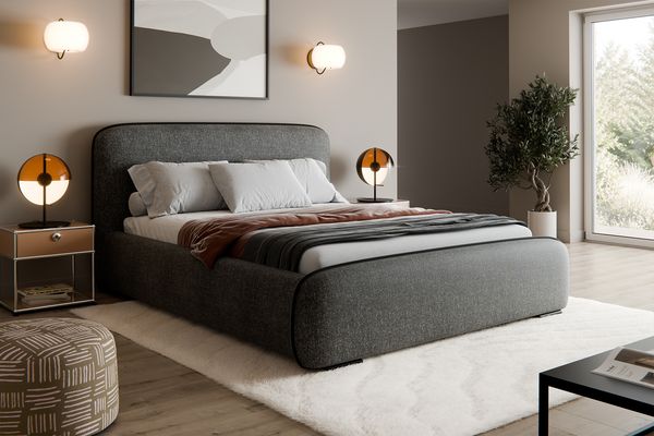 MEBLINI Polsterbett 140x200 mit Stauraum, Lattenrost und Bettkasten - Schwarz Webstoff ohne Matratze - BELLION - Kopfteil Bett mit Stauraum - Doppelbett - Stauraumbett - Betten