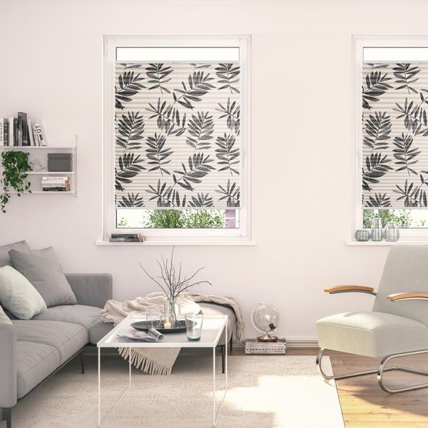 Lichtblick Design Plissee mit Motiv Black Watercolor 1002 Tageslicht - Blickdicht; einfache Installation mit Klemmträgern; von beiden Seiten sichtbar, 130 x 100 x 2,5 cm