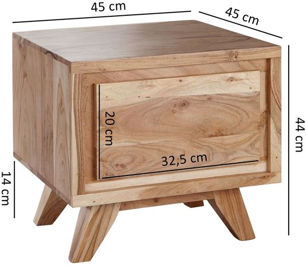 Nachtkonsole Nachttisch Niam 45x45x44 cm Massivholz Akazie Landhaus Bild 4