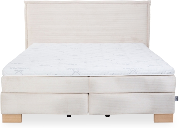 Boxspringbett SANSIBAR LANGEOOG, Osterende, Cordstoff Comino, Eichenholzfüße, lavendel, 160x200, H2/H4 Bild 3