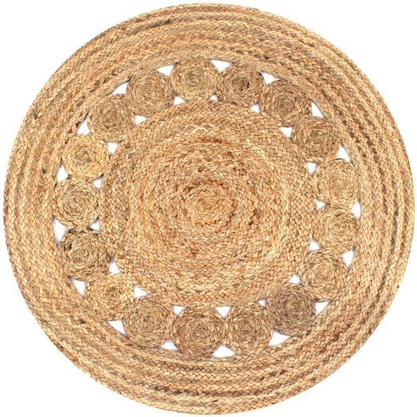 vidaXL Teppich Flechtmuster Jute 90 cm Rund 245342