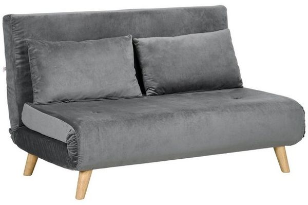 HOMCOM Sessel 2-Sitzer Sofa mit Bettfunktion, Klappsofa mit verstellbare Rückenlehne (Schlafcouch, 1-St, Bettsofa), für Wohnzimmer, Grau, 130 x 78 x 79cm