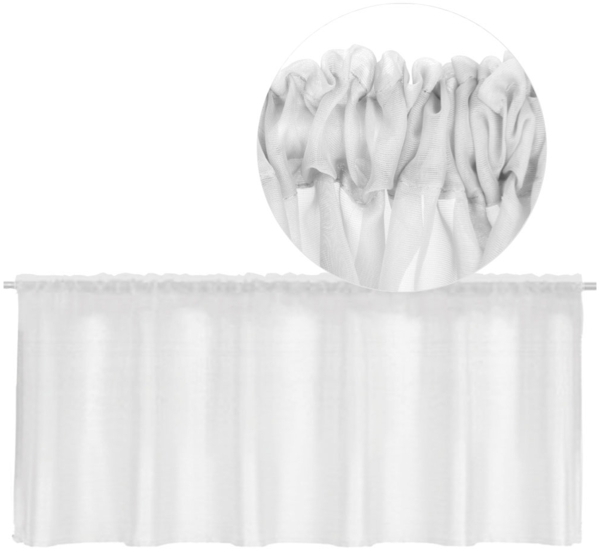 Stangendurchzug-Bistrogardine in B160cm x L60 cm, transparente uni Scheibengardine Voile in vielen verschiedenen Farben erhältlich (weiß - schneeweiß)