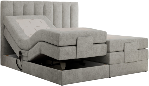 Boxspringbett mit elektrisch verstellbaren Matratzen, zwei Bettkästen und einem Topper - COMFORTO - 160 x 200 cm - Hellgrau Stoff - H3 Bild 4