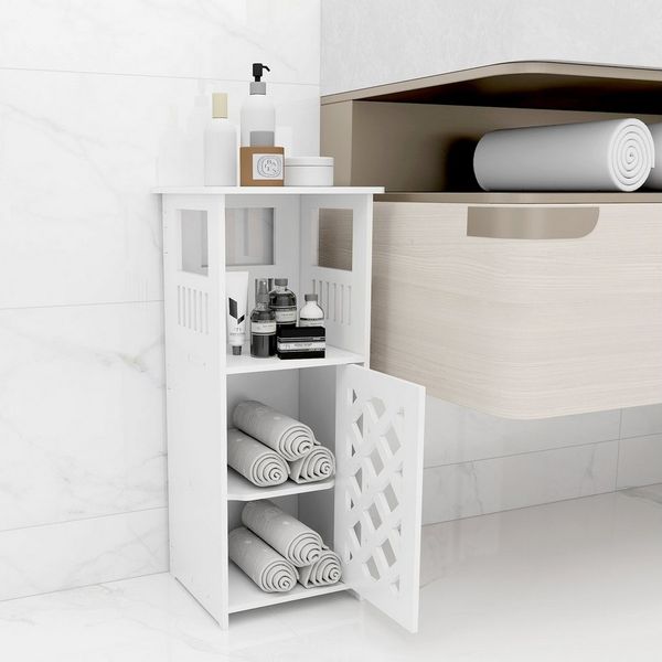 JEOBEST Badkommode Badschrank Beistellschrank, Platzsparend, Einfache Montage, weiß 56 x 22 x 24cm