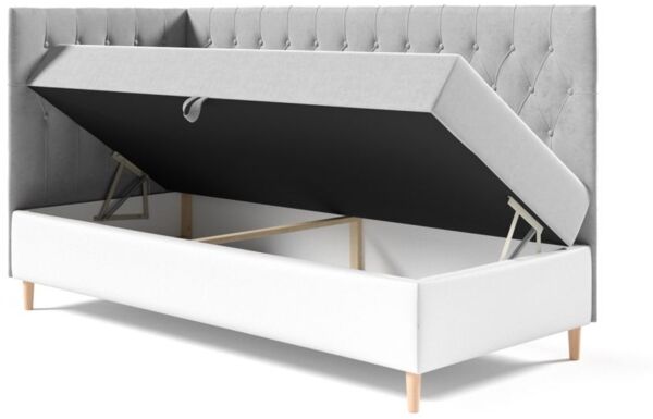 Boxspringbett Gästebett Kinderbett FINJA Nr. 3 100x200cm Weiss-Türkis Seite Links Bild 2