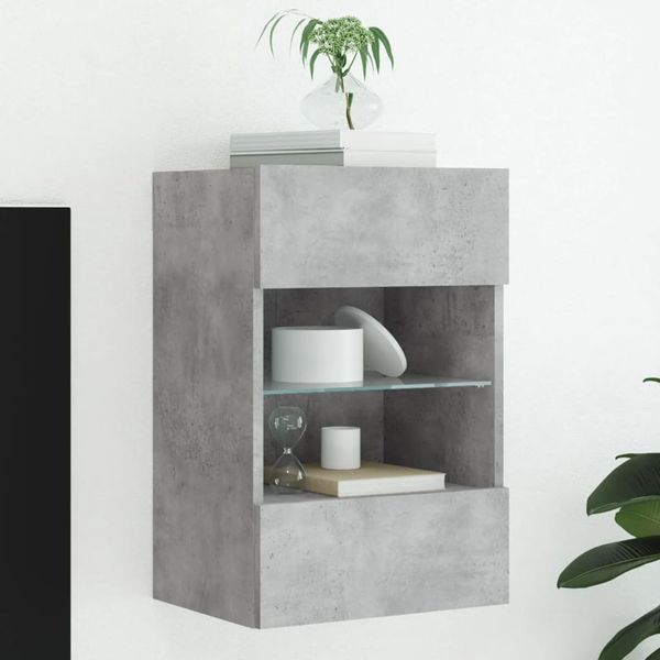 vidaXL TV-Wandschrank mit LED-Leuchten Betongrau 40x30x60,5 cm 837084
