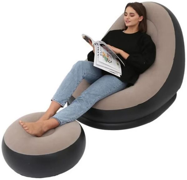 Insma Luftsofa Aufblasbarer Loungesessel Sofa Relaxsessel mit Fußhocker, für Büro, Mittagspause & Reisen platzsparend & leicht