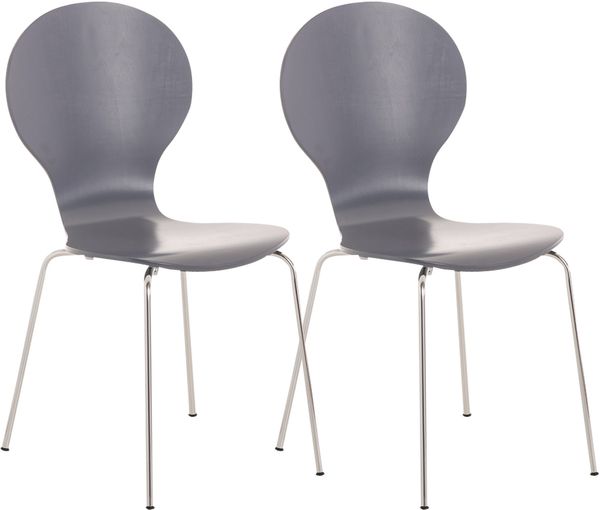 2er Set Besucherstuhl ATHENS - Holz Grau 43x45x86 cm | Besucherstühle Konferenzstuhl Wartezimmerstuhl Bürostühle Bürostuhl Konferenzraum Wartezimmer