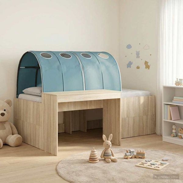 vidaXL Bett mit Tunnel 3 Stk. Sonoma Eiche und Hellblau Holzwerkstoff 3423672