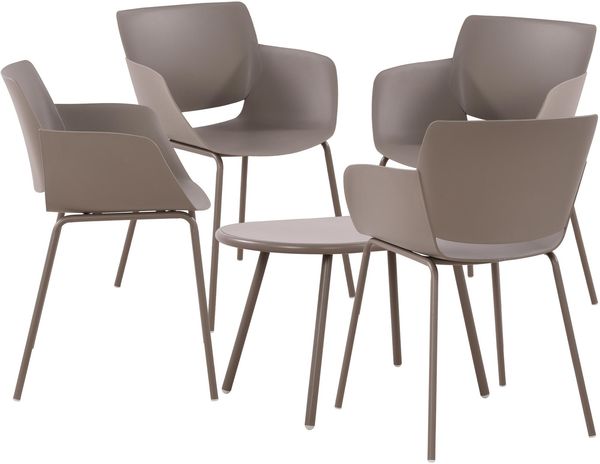 CLP Sitzgruppe Velvena Set Tisch Velva Stühle Alpena wetterfest und UV-beständig,taupe 4 Stühle