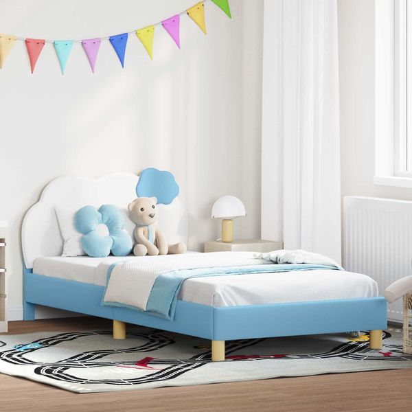 vidaXL Kinderbettgestell mit Kopfteil Blau 80 x 200 cm PU 42011019