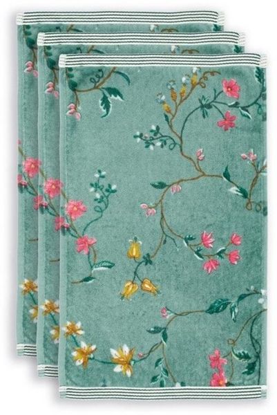 PiP Studio Handtuch Les Fleurs Green 30X50 Set A 3 Grün 100% Cotton, terry velour, 50, Baumwolle (1-St), Handtuch Frottetuch Bild 2