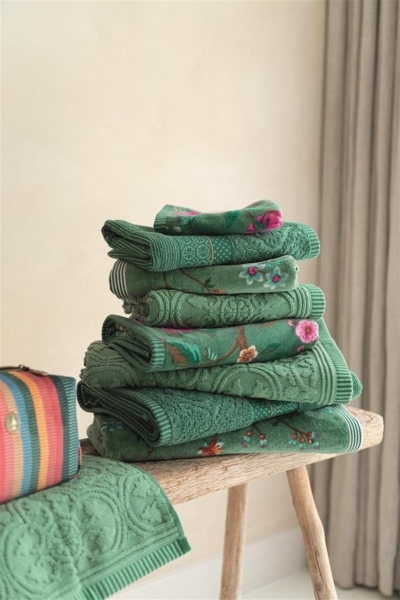 PiP Studio Handtuch Les Fleurs Green 30X50 Set A 3 Grün 100% Cotton, terry velour, 50, Baumwolle (1-St), Handtuch Frottetuch