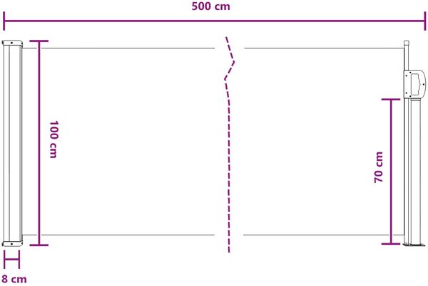 vidaXL Ausziehbares Seitenmarkise Grau 500 x 100 cm Polyester 42035456 Bild 8