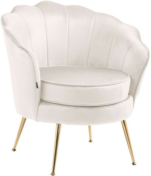 TPFLiving Esszimmerstuhl hochwertiger Besucherstuhl in modernem Design (Küchenstuhl - Esstischstuhl - Wohnzimmerstuhl - Polsterstuhl, 1 St), Gestell: Metall gold - Sitzfläche: Samt creme