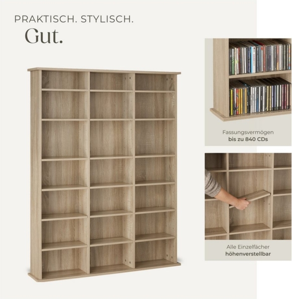 tectake CD-Regal CD DVD Regal, Set 1-tlg, in Holzoptik Bild 3