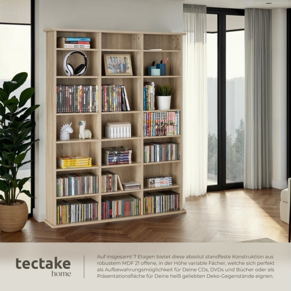 tectake CD-Regal CD DVD Regal, Set 1-tlg, in Holzoptik Bild 2