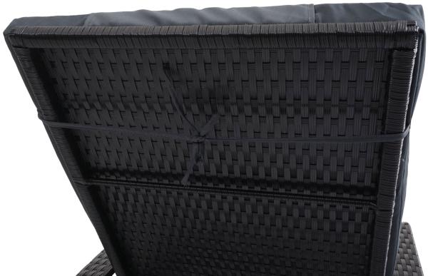 Poly-Rattan Sonnenliege Carrara, Relaxliege Gartenliege Liege, Alu ~ anthrazit, Kissen grau Bild 4