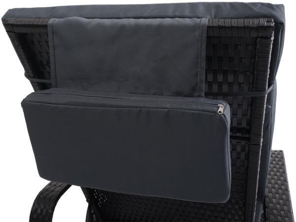 Poly-Rattan Sonnenliege Carrara, Relaxliege Gartenliege Liege, Alu ~ anthrazit, Kissen grau Bild 5