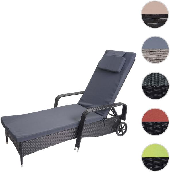 Poly-Rattan Sonnenliege Carrara, Relaxliege Gartenliege Liege, Alu ~ anthrazit, Kissen grau Bild 9