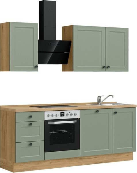 nobilia® Küchenzeile "Cascada II", NEU: individuell anpassbar mit gratis Profi-Beratung, vormontiert, Breite 210 cm, Ausrichtung wählbar, wahlw. mit E-Geräten