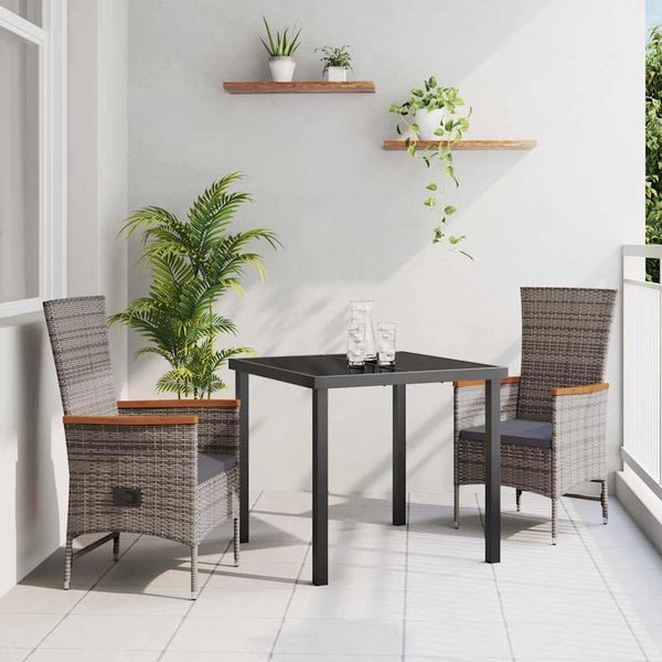 vidaXL Garten Essgruppe 3 pcs Grau Pulverbeschichteter Stahl 3379436