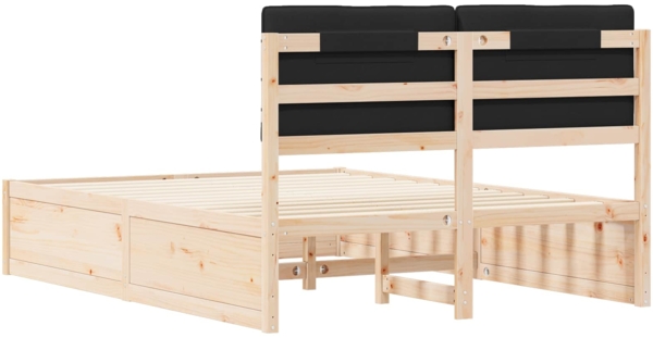 vidaXL Bettgestell mit gepolstertem Kopfteil Schwarz 135 x 190 cm 3398241 Bild 6