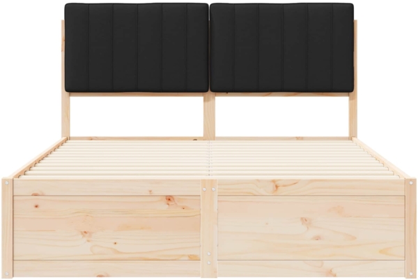 vidaXL Bettgestell mit gepolstertem Kopfteil Schwarz 135 x 190 cm 3398241 Bild 4