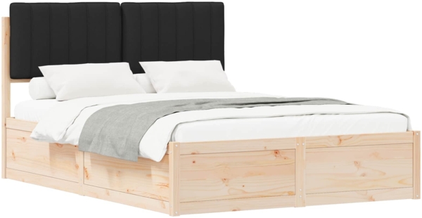 vidaXL Bettgestell mit gepolstertem Kopfteil Schwarz 135 x 190 cm 3398241 Bild 1
