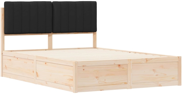 vidaXL Bettgestell mit gepolstertem Kopfteil Schwarz 135 x 190 cm 3398241 Bild 3