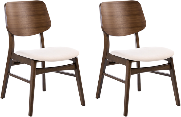Esszimmerstuhl 2er Set MAYER Stoff Cremeweiß Braun