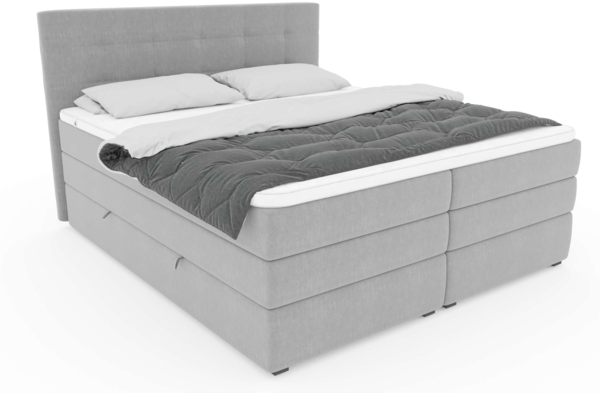 99rooms Dante Boxspringbett Strukturstoff INARI Pastellblau Bonell-Federung 180x200 cm Bild 2