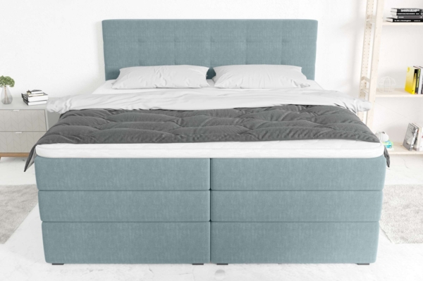 99rooms Dante Boxspringbett Strukturstoff INARI Pastellblau Bonell-Federung 180x200 cm Bild 6