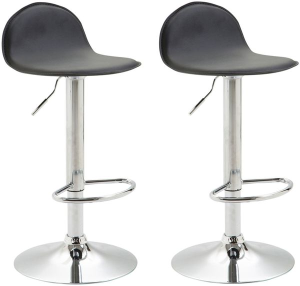 CLP 2er Set Barhocker Lana V2 Kunstleder drehbar und stufenlos verstellbar,schwarz chrom