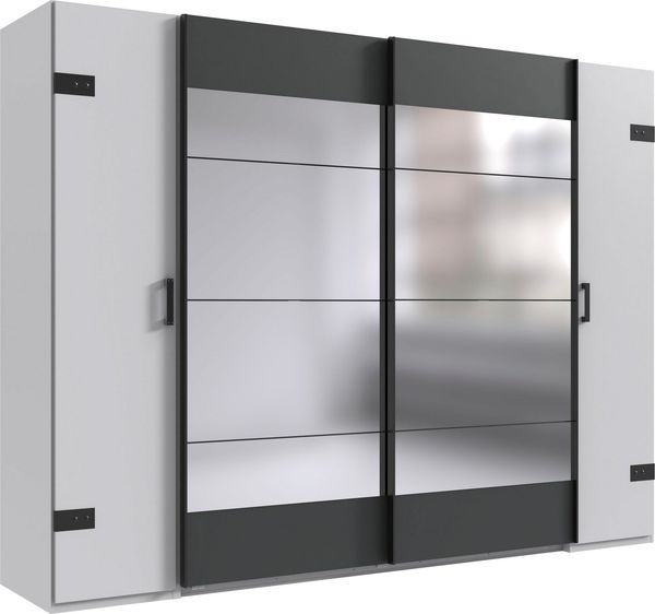 Wimex Schwebetürenschrank Stockholm, Schlafzimmerschrank mit Industrial-Look, rustikale Optik Kleiderschrank mit Spiegel BESTSELLER Schrank Garderobe