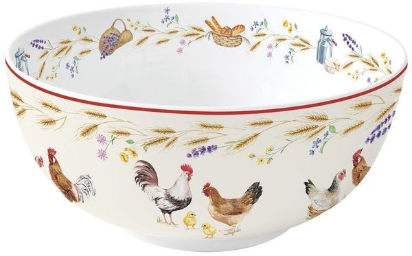 EasyLife Servierschale Country Life, Porzellan, Spülmaschinengeeignet, Mehrfarbig, Hühner, H: 10cm